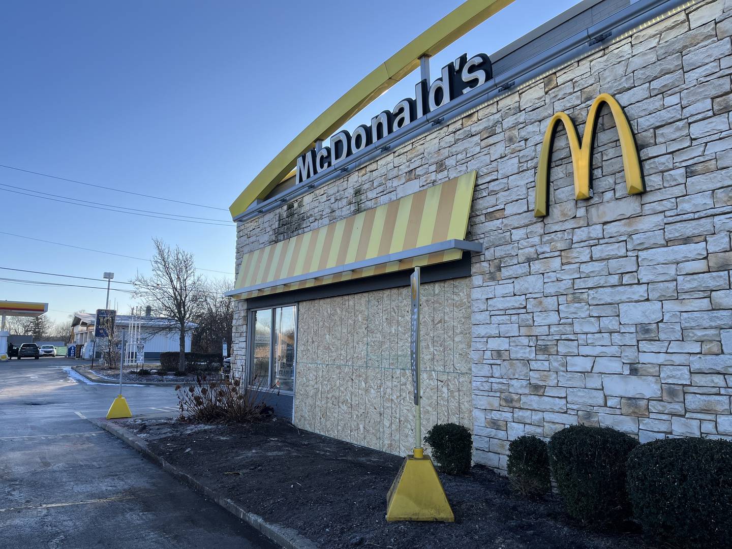 A boarded-up McDonald's restaurant, 4280 W. Jefferson St., Joliet, seen on Wednesday, January 8, 2025.