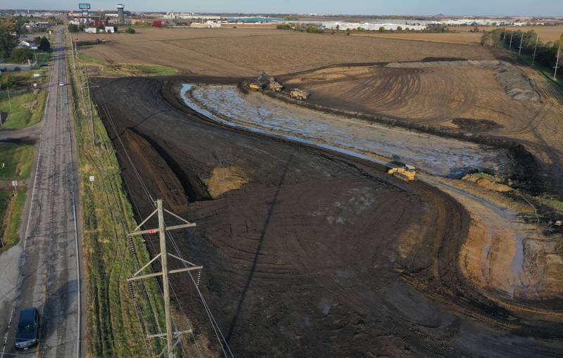 Crews excavate the area of the future site of the Lima substation for the  llinois Valley Reliability Project on Wednesday, Oct. 29, 2025 along the 200 block of May Road near La Salle. Ameren is building a new switching station called Lima. The Lima station will provide electricity to the City of Peru and La Salle County by adding the feed and supporting future growth and development. The plan is to have the project completed and operational in 2029.