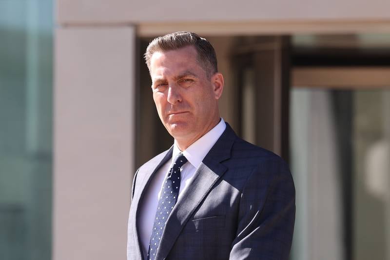 Inspector General Sean Connolly leaves the Will County Courthouse on Wednesday, April 12, 2023 in Joliet.