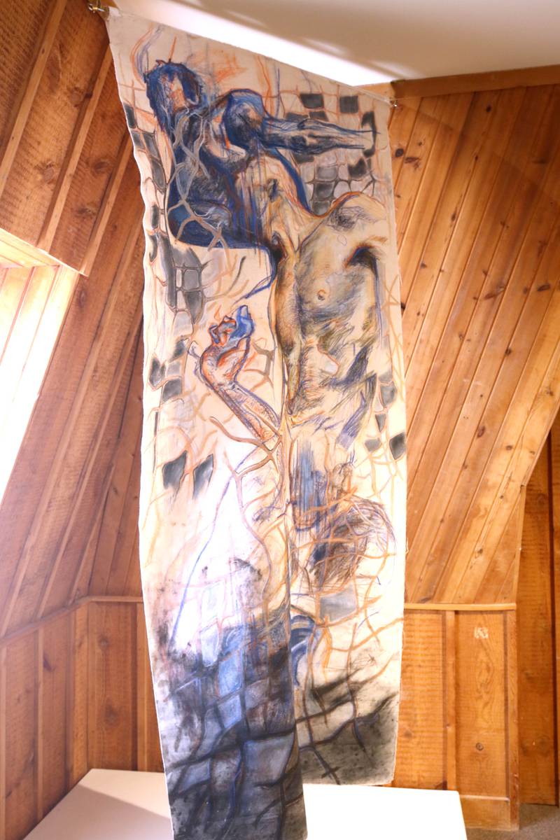 A piece in the Arts in Action exhibition Wednesday, Sept. 18, 2024, at the Ellwood House Museum in DeKalb. The exhibit features work by local Latino artists and runs through the end of the year.