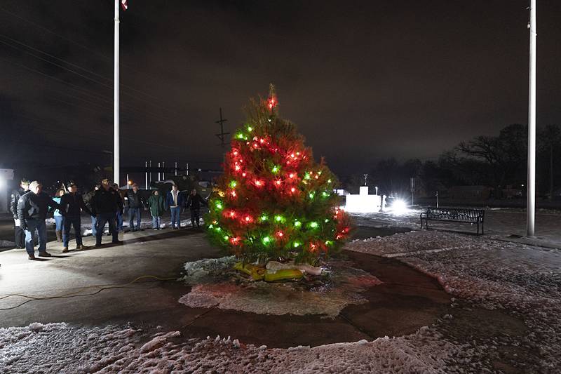 A POW/MIA tree was lit up Saturday, Dec. 6, 2025, at Veterans Memorial Park in Dixon to recognize those still lost or missing.