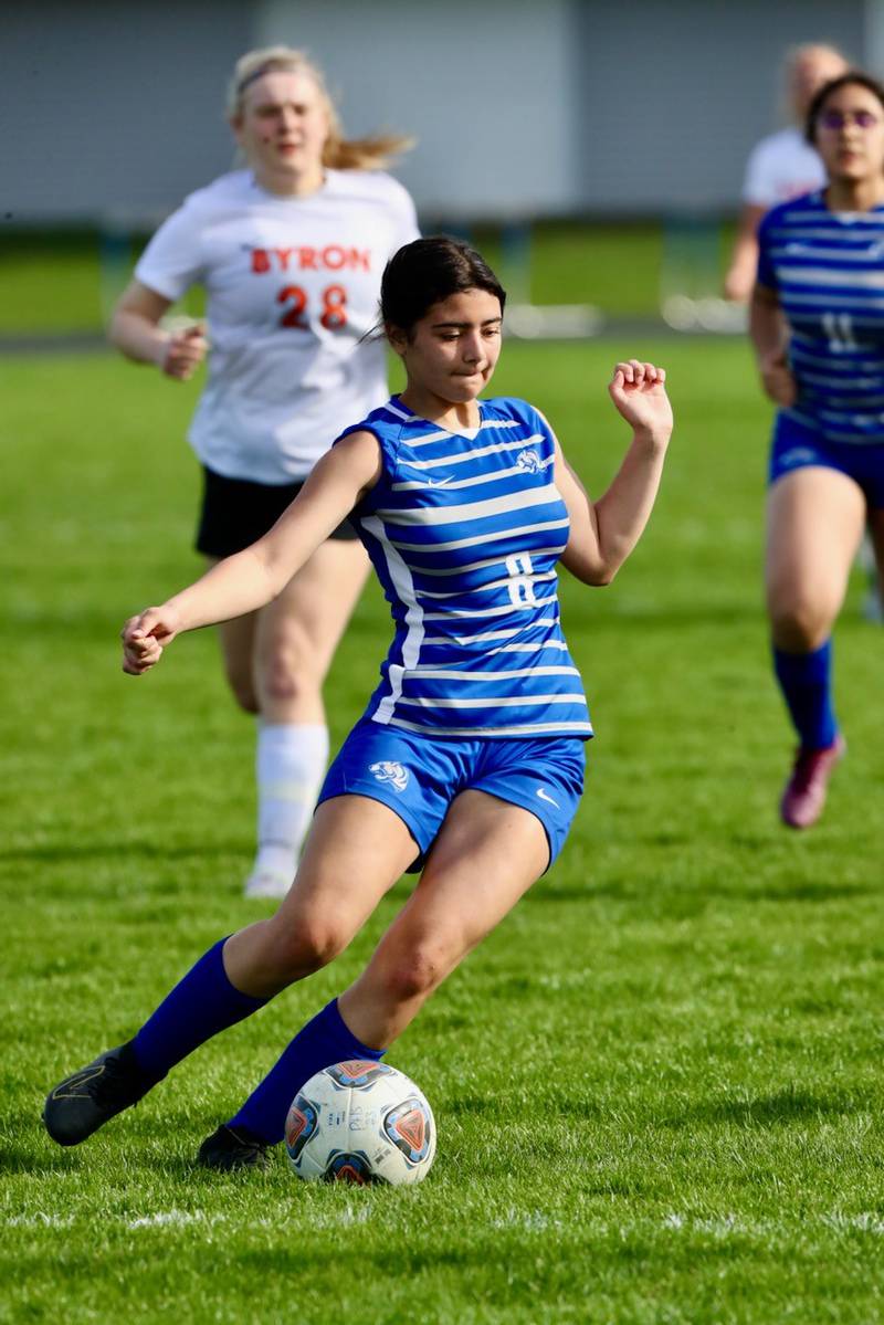 Princeton's Xiomara Cortez plays the ball Thursday at Bryant Field.