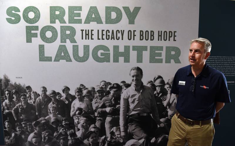 Executive Director Matt LaFond talks about  the “So Ready for Laughter: The Legacy of Bob Hope” exhibit during a preview at Cantigny on Thursday, Sept. 18, 2025 in Wheaton.