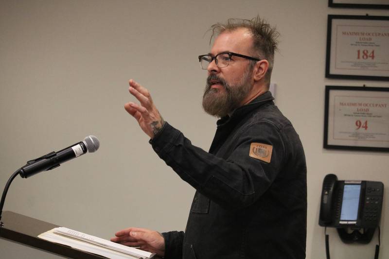 Jacob Tennant speaks before members of the DeKalb Planning and Zoning Commission during a meeting held Tuesday, Sept. 6, 2022.