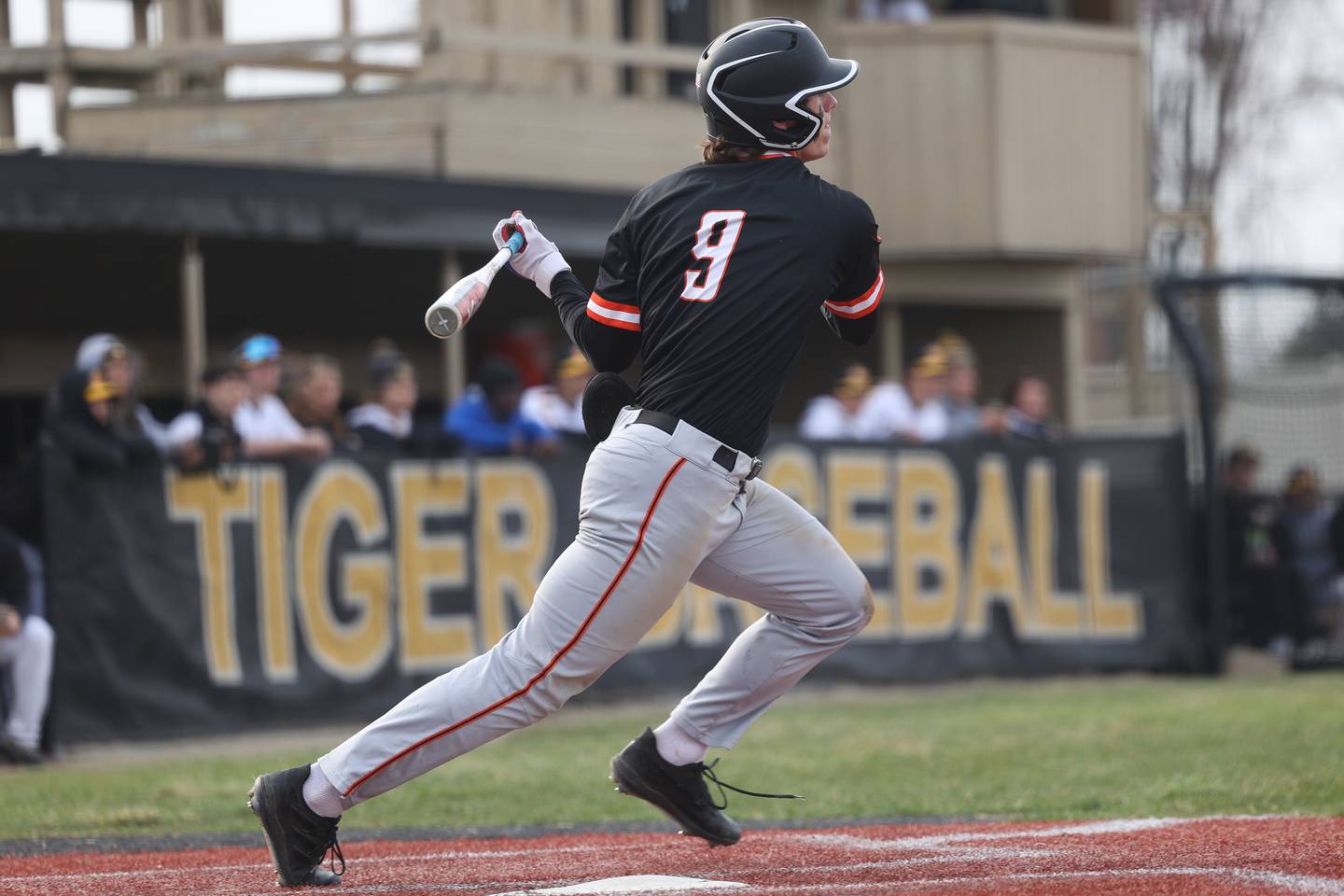 Minooka’s Nate George drives in two runs to break a scoreless game in the 6th inning against Joliet West on Tuesday, April 4, 2023 in Joliet.