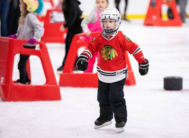 Joseph Brown, 5, of Lake Barrington skates during open skate at Crystal Ice House in Crystal Lake on Friday, Jan. 3, 2025.