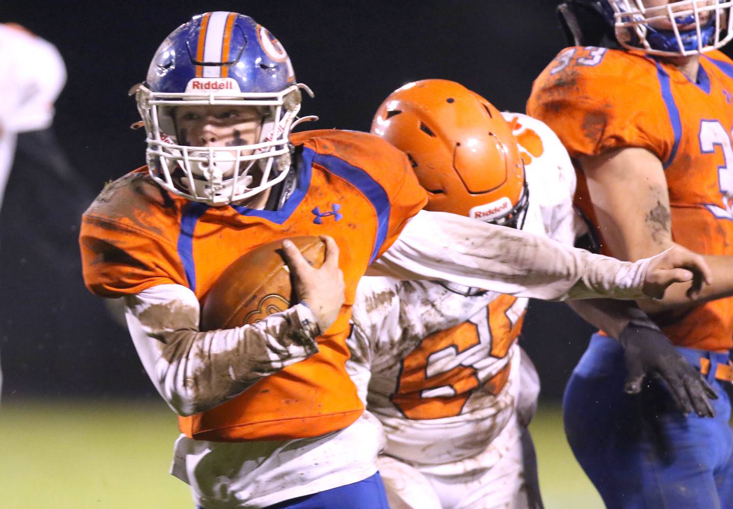 Genoa-Kingston's Brody Engel heads into the end zone for a touchdown Friday, Oct. 29, 2021, during their IHSA Class 4A playoff opener against Bogan in Genoa.