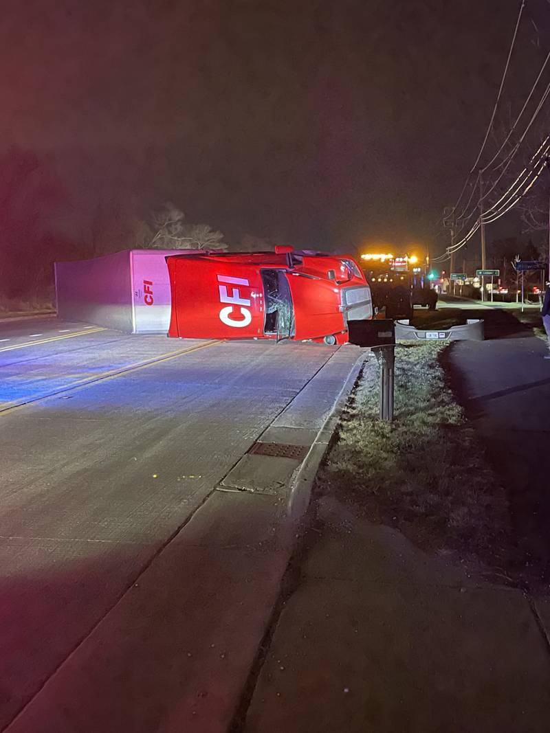 The driver of an unidentified vehicle fled the scene of a crash on Thursday night that left semi-truck overturned and all lanes of Route 30 in Plainfield closed for five hours.