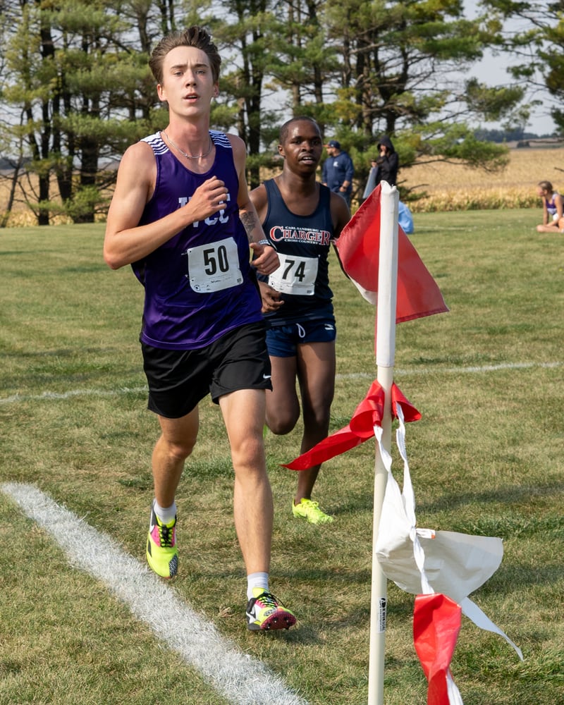 IVCC's Dagen Setchell runs in the Arrowhead Conference Meet on Saturday, Oct. 12, 2024 in Malta. Setchell placed ninth individually to help the Eagles finish third as a team.