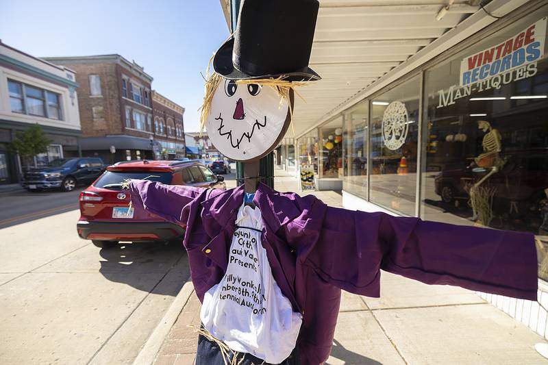 A Willy Wonka scarecrow was built by the Penguin Project to herald its performance in November.
