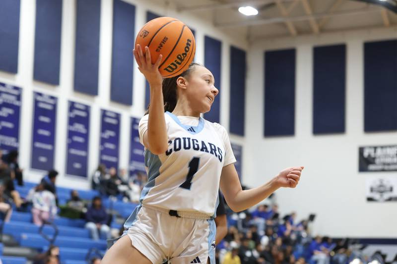 Plainfield South’s Asia Sudberry prevents a turnover against Joliet West on Thursday, Jan 22, 2026 in Plainfield.