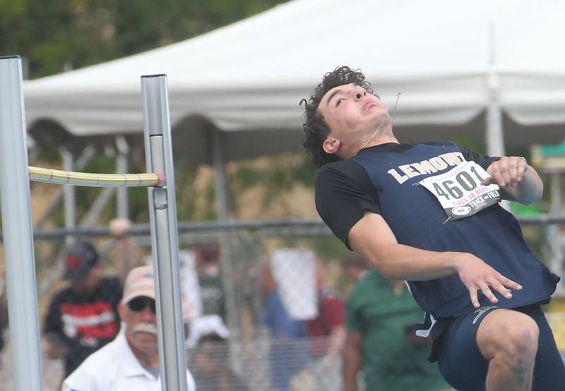 Lemont's Daniel Jaquez competes in the high jump during the IHSA Class 3A Boys Track & Field State Finals on Saturday, May 31, 2025 at Eastern Illinois University in Charleston.