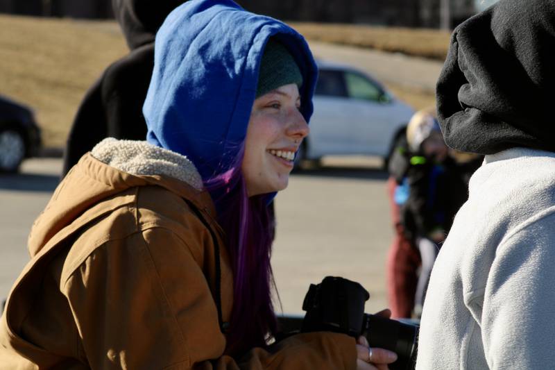 Destiny Zahn of Mount Carroll was joined by family members during the eagle watch portion of Flock to the Rock on the morning of Saturday, Feb. 11, 2023 at Lower Dam Park in Rock Falls. She said she was looking forward to the presentations held later in the day at the Rock Falls Community Building.