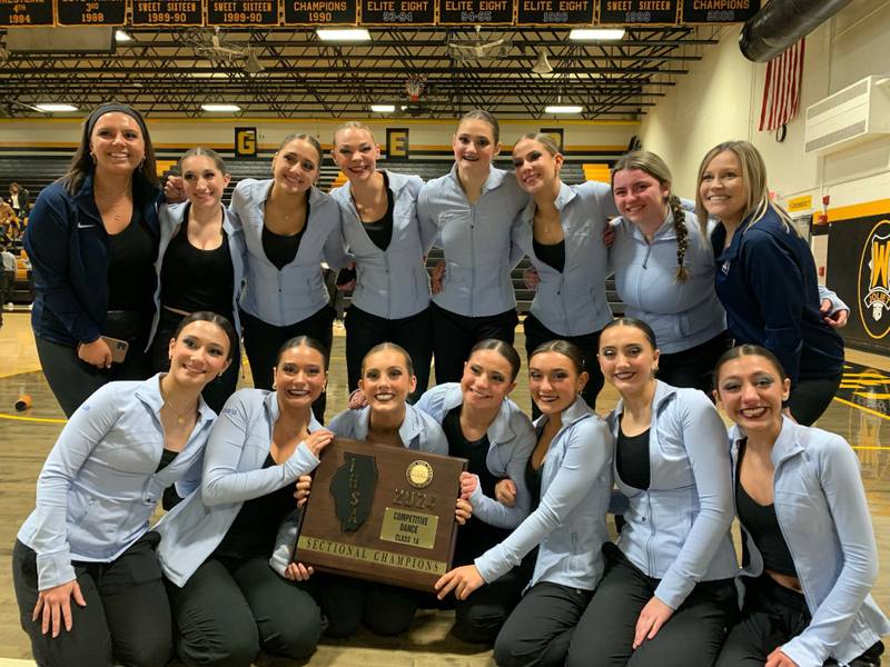 Nazareth Academy’s Varsity Dance Team pictured at the IHSA 1A Sectional Championship.