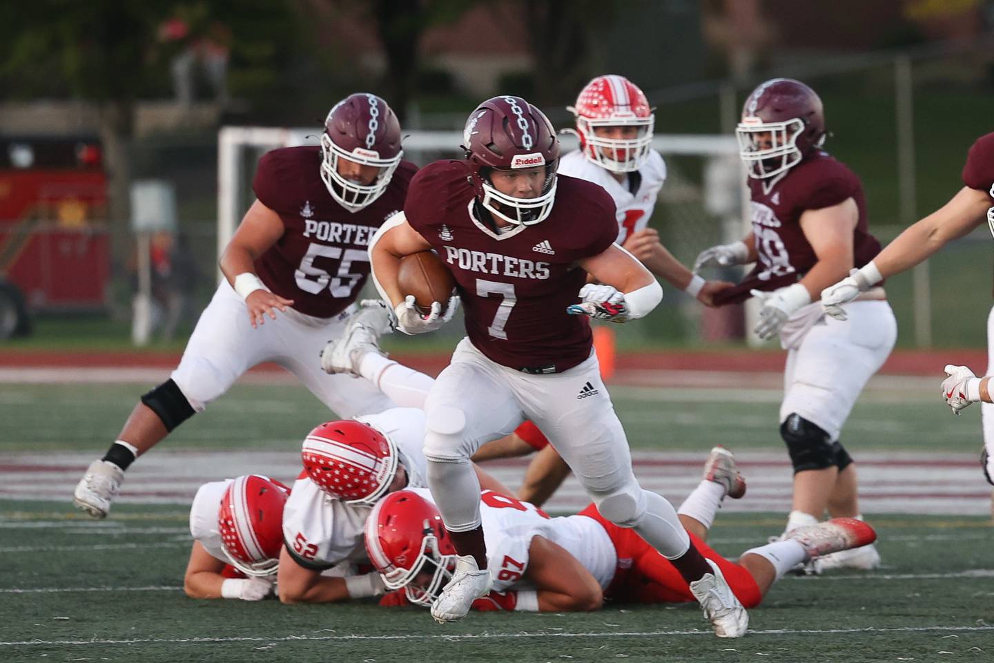Lockport’s Tyler Pospisil rushes against Naperville Central on Oct. 4, 2024 in Lockport.