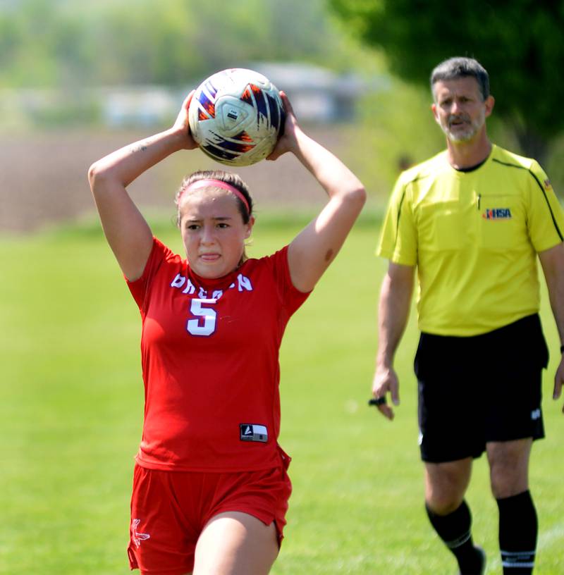 Oregon's Ava Carenno throws the ball in against Rochelle on Saturday, May 10, 2025 at Oregon Park West.