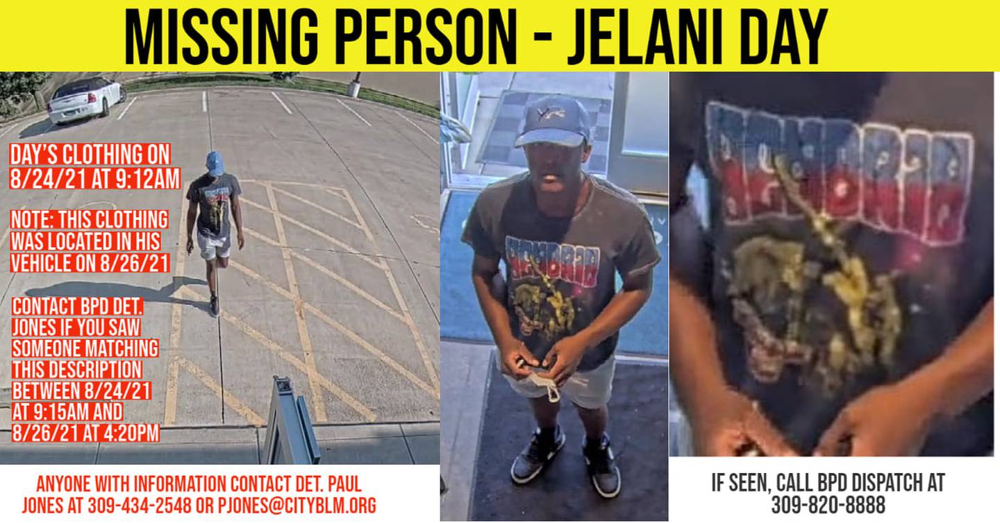 Surveillance shows what Jelani Day was wearing 9:12 a.m. Aug. 24, however, this clothing was left in his vehicle found Aug. 26.