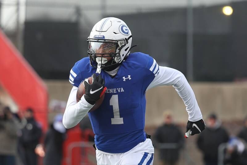 Geneva’s Talyn Taylor returns a kick against East St. Louis in the Class 6A state championship on Saturday, Nov. 30, 2024 in Normal.