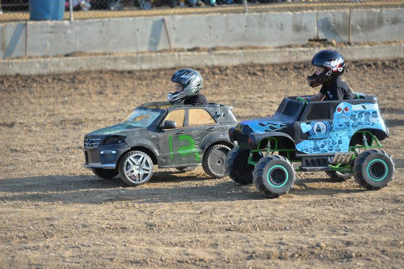 Charles Jenkins won the race in the kids' demolition derby at the Ogle County Fair on Saturday, Aug. 5, 2023.