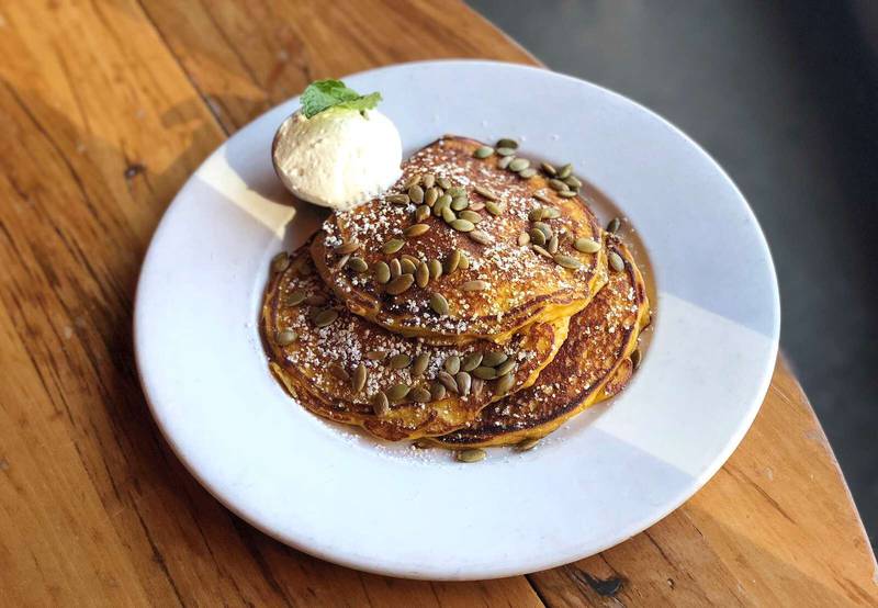 Dig in to pumpkin pancakes at Beatrix in Oak Brook.