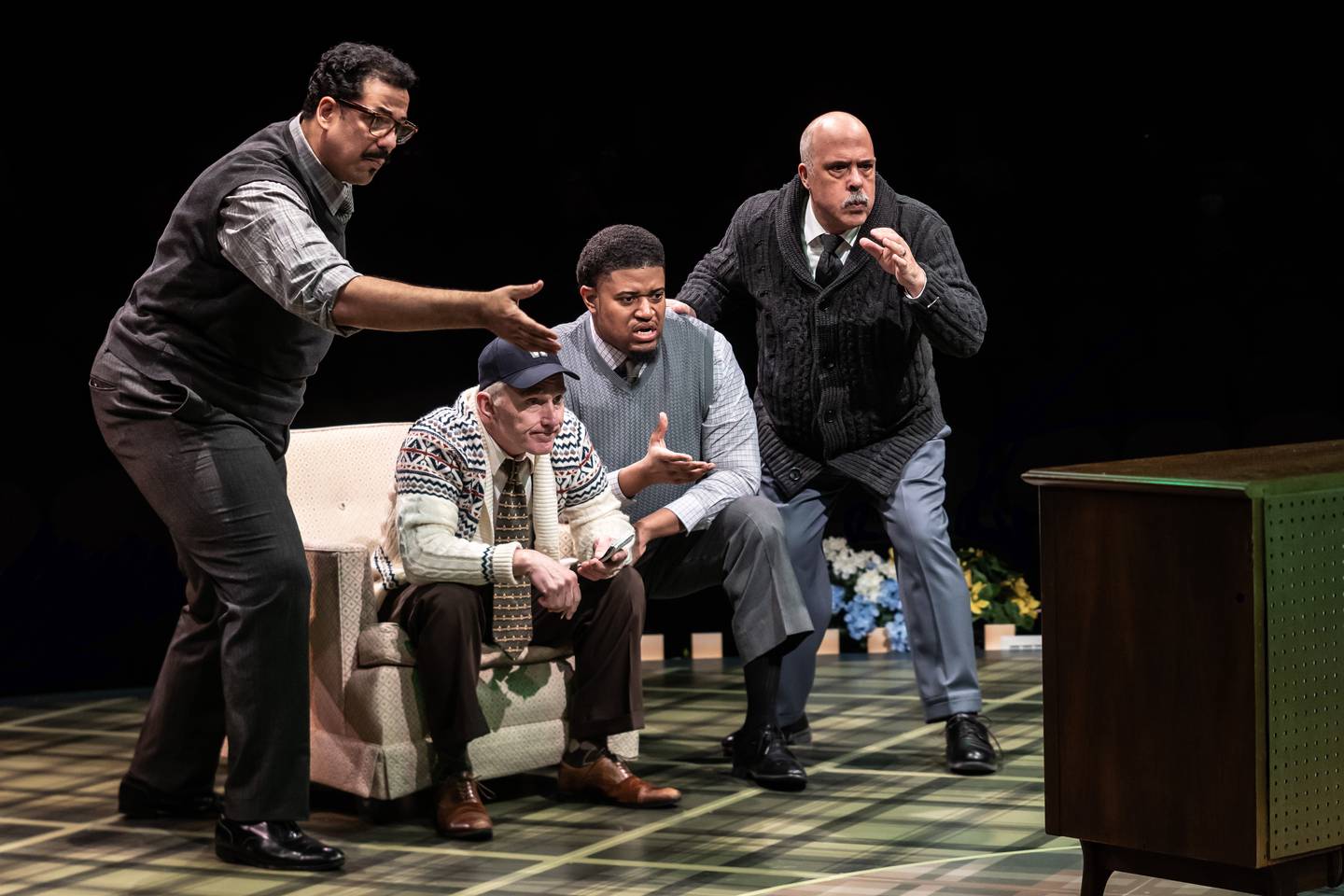 Jonah D. Winston, Ron E. Raines, Lorenzo Rush Jr. and Michael Kingston in "Damn Yankees" at Marriott Theatre in Lincolnshire.