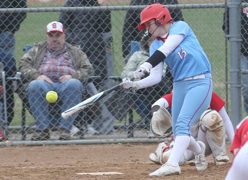 Ottawa's Adelynn Russell makes contact with the ball against Streator on Thursday, March 27, 2025 at Ottawa High School.