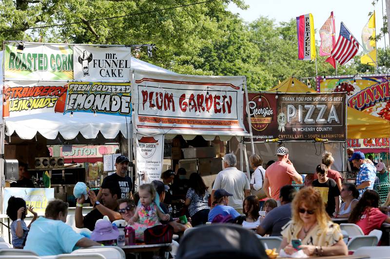 The food and beverage area featured many local favorites and live music during the annual Lakeside Festival at the Dole and Lakeside Arts Park on Thursday, July 1, 2021, in Crystal Lake.