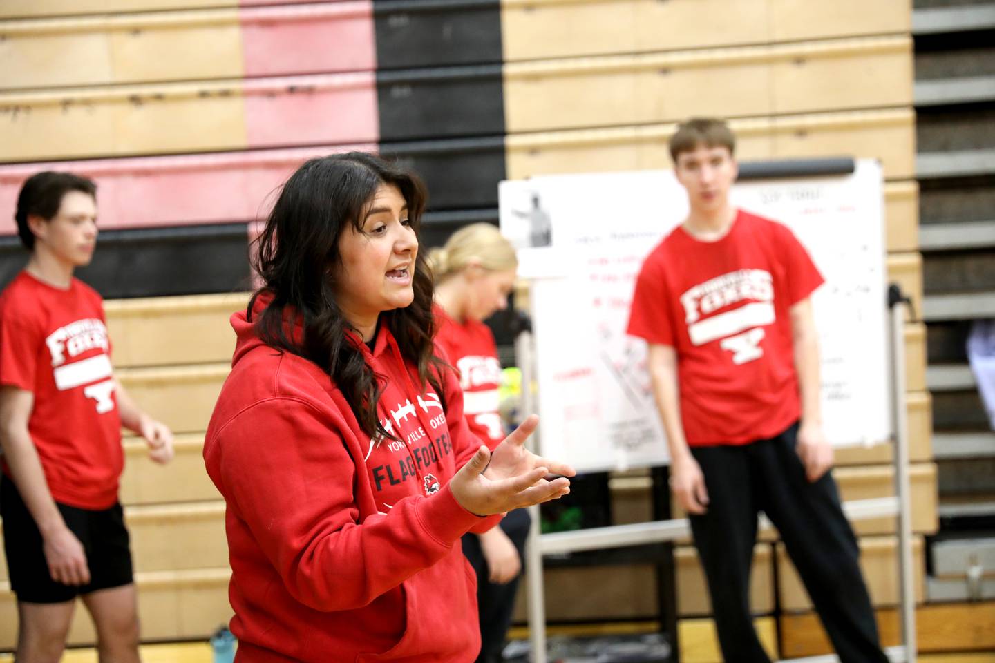 Clarissa Cooper teaches a physical education class at Yorkville High School.