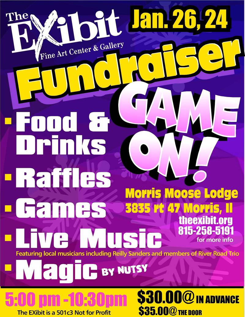 The flyer for Exibit Art Gallery's fundraiser on Friday.