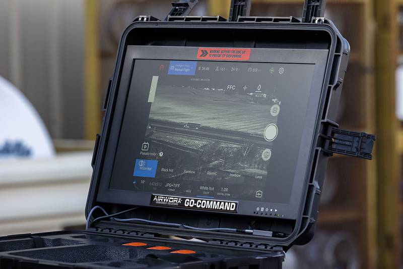 A large screen is one option for tracking what the drone is seeing. A powerful light, a speaker, a strobe light and extra batteries are peripheral devices that were purchased with the donations.