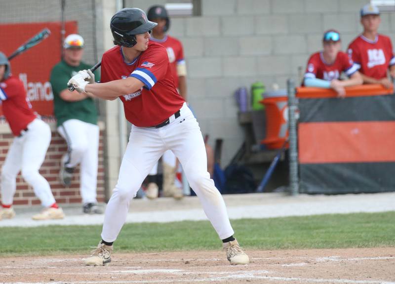 Hall's Jack Jablonsky bats during the ICA Senior Baseball All Star Game on Monday, June 30, 2025 at Schweickert Stadium in Peru.