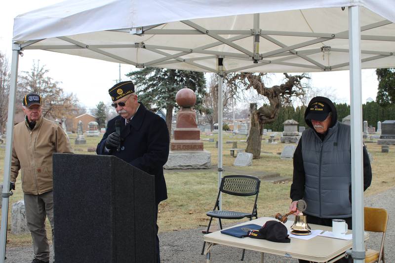 American Legion Post 171 Commander Charles Morgan says the names of 30 Gold Star veterans at the Wreaths Across America ceremony on Dec. 14, 2024, in Crystal Lake.