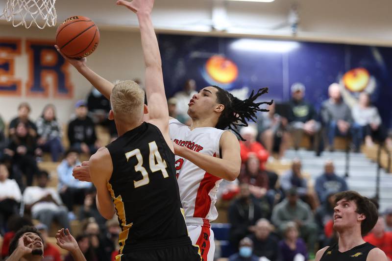 Bolingbrook’s Donaven Younger lays in a shot against Andrew in the Class 4A Oswego Sectional semifinal. Wednesday, Mar. 2, 2022, in Oswego.