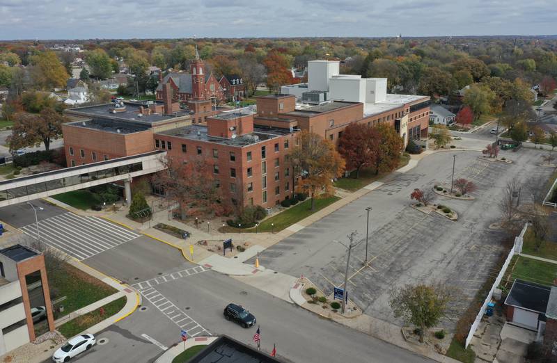An aerial view of the former St. Margaret's and IVCH building on Wednesday, Nov. 1, 2023.