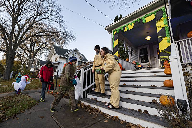Ryan and Cassie Hubbell bust out their ghostly best with a themed decor at their Dixon home Tuesday, Oct. 31, 2023. The two have a friendly rivalry with their neighbor regarding Halloween fun.