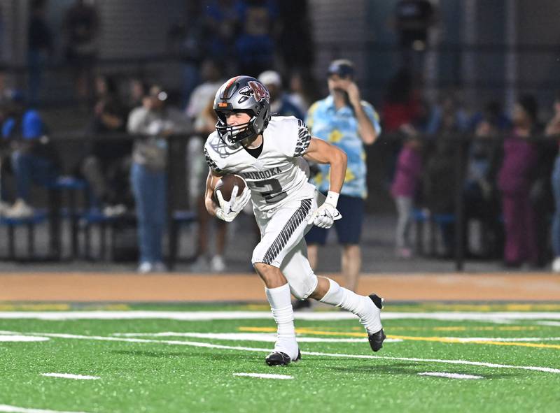 Minooka's Ty Couch returning a kickoff during a non-conference game against Joliet Central on Friday, Sep 13, 2024 at Joliet. (Dean Reid for Shaw Local News Network)