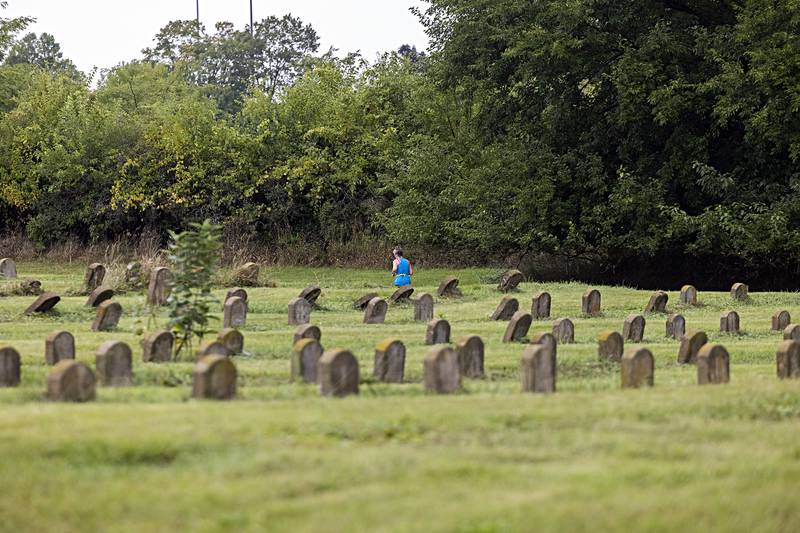 To make the course even more terrifying, runners finish their race near a graveyard Saturday, Sept. 16, 2023.
