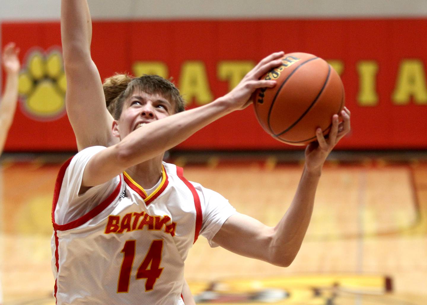 Batavia’s Jack Ambrose goes up for a shot during a home game against Geneva on Friday, Dec. 16, 2022.