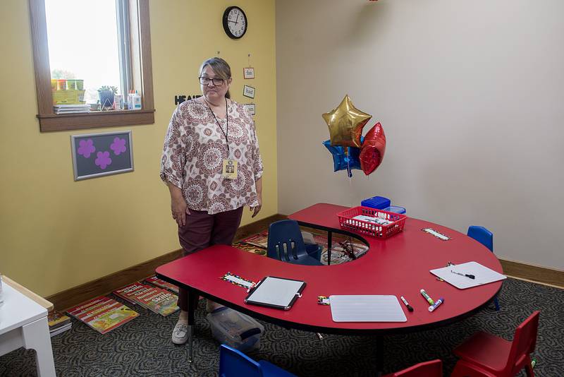 Sauk Valley Christian Academy director Tammy Marks talks about the kindergarten space at the new Sterling school.