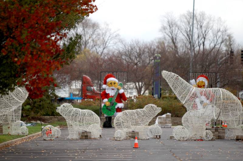 Some of the displays for the Santa’s Rock-N-Lights, which will be a drive-thru light display in the parking area of Northwestern Medicine Field in Geneva. Santa’s Rock-N-Lights opens Nov. 22 and runs through Dec. 31.