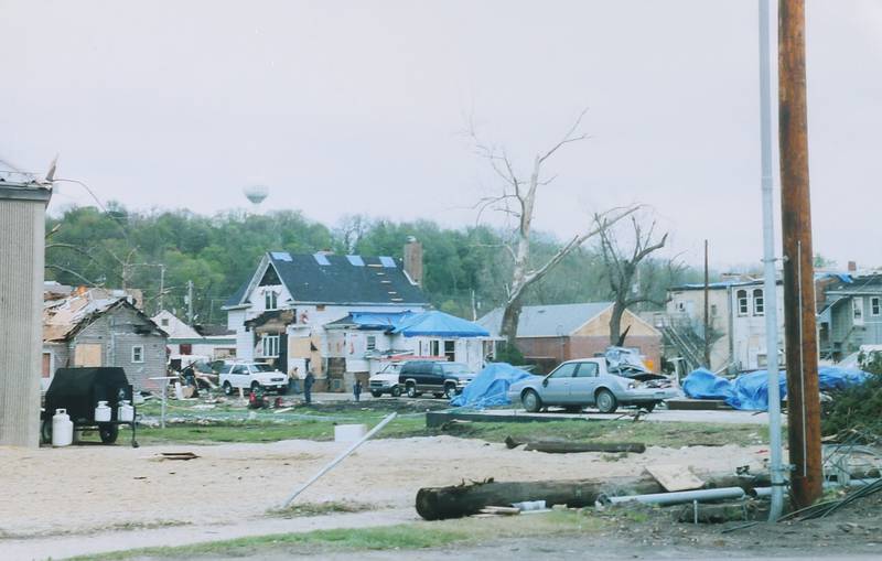 A view of the tornado damage on Wednesday April 21, 2004 in Utica.
