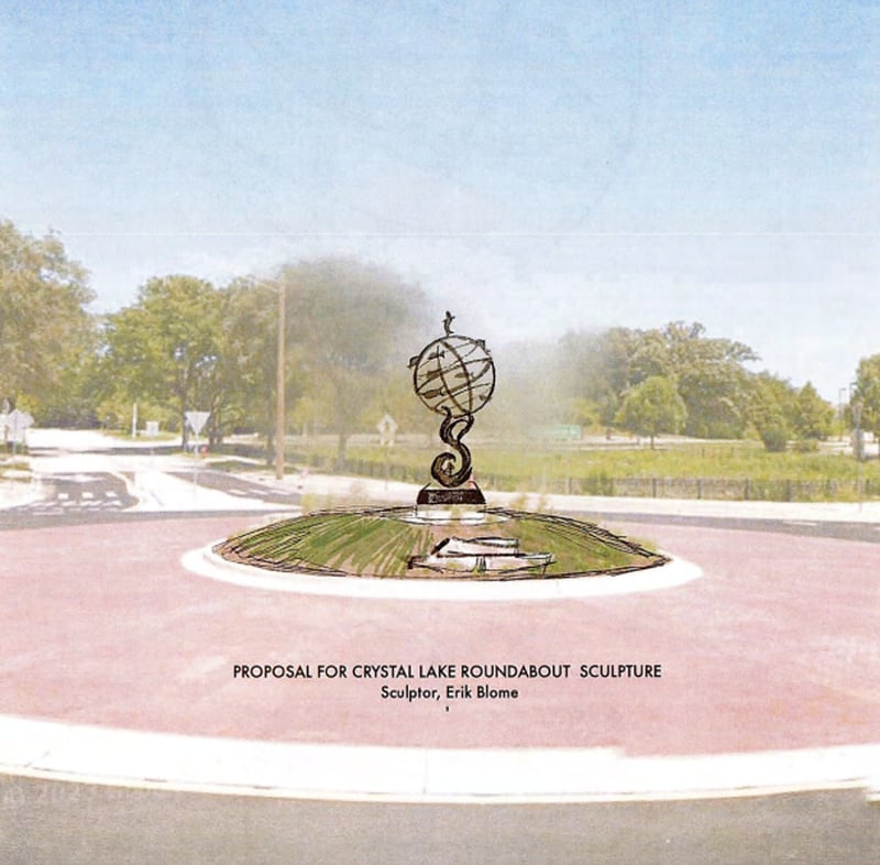 A rendering of the sculpture to be placed at the Congress Parkway and Exchange Drive roundabout in Crystal Lake.