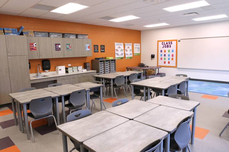 One of the classrooms at the new Mitchell Elementary School Friday, Aug. 8, 2025, during the grand opening celebration at the school in DeKalb.