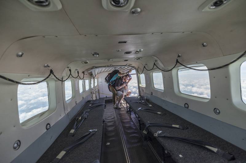 The final two of the first jump exit the empty plane Friday, June 27, 2025.