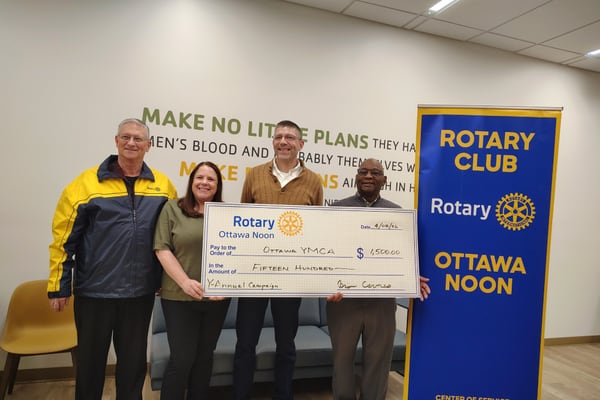 Ottawa Noon Rotary donates $1,500 to Ottawa YMCA