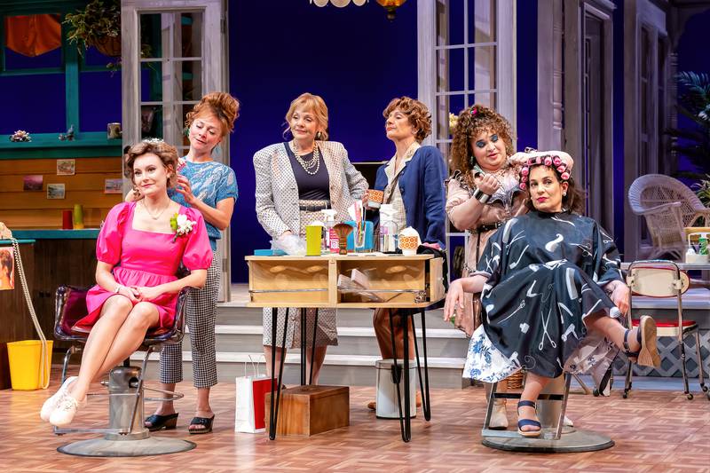 Cordelia Dewdney (from left), Elizabeth Ledo, Susie McMonagle, Janet Ulrich Brooks, Lillian Castillo and Amy J. Carle star in "Steel Magnolias" at Drury Lane Theatre in Oakbrook Terrace.