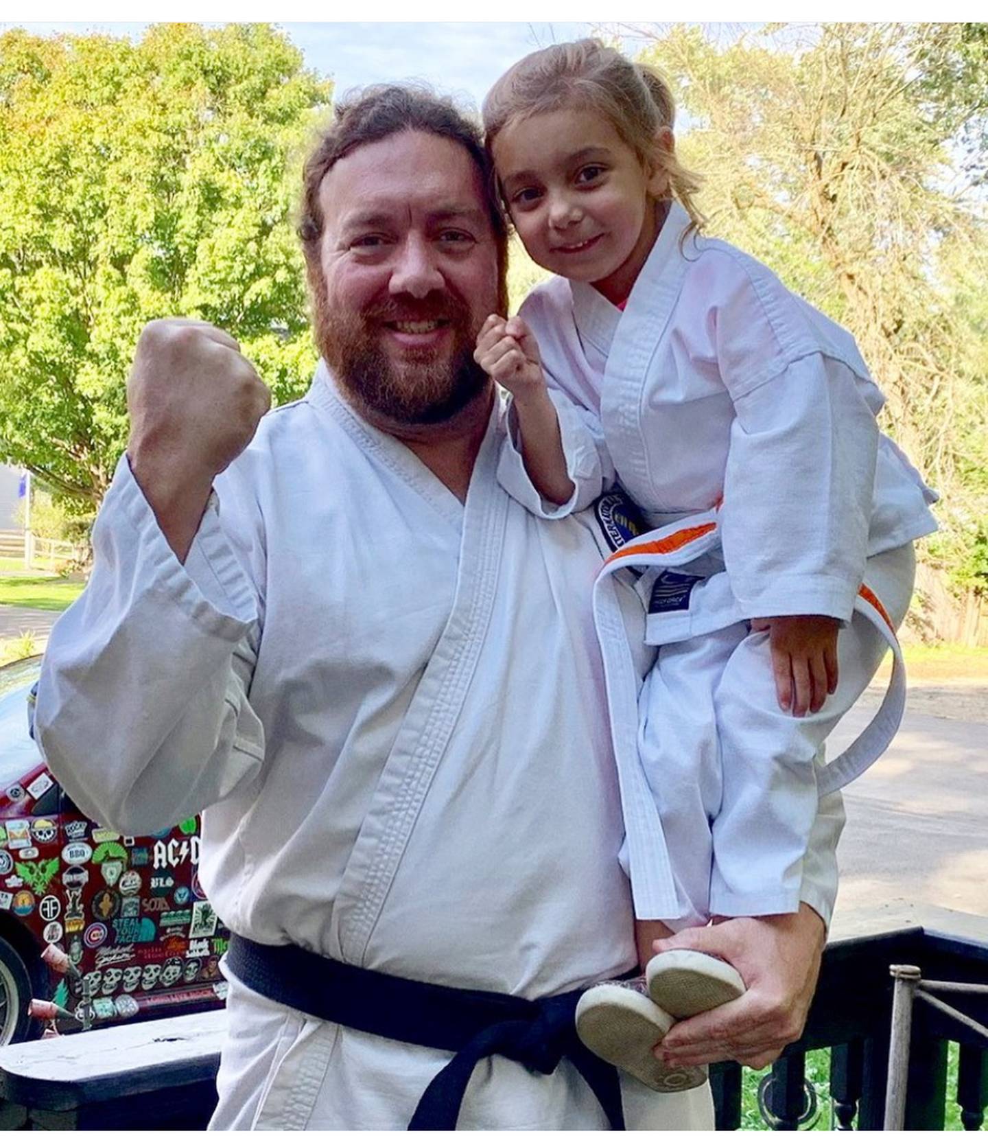 10-year-old Delilah Stamp, with her dad Jeremy Stamp, has been practicing taekwondo since she was 4 years old.
