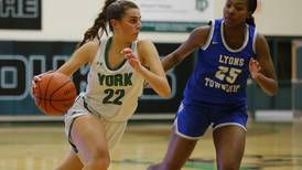 Girls Basketball: Freshman Avery Mezan’s big shots late help Lyons win first round with York