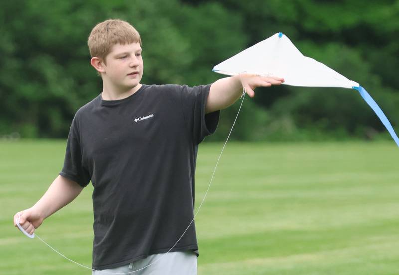 Calvin Yelverton of Princeton, flies his kite during the Second Story Teen Center kite flying contest on Wednesday, May 20, 2026 at City County Park in Princeton. 
The event featured over 2 dozen kites, hot dogs, games and more.