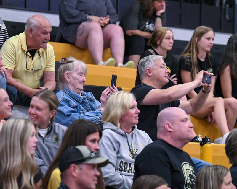 Community members record the memories of the boy’s track team during the pep rally held on Wednesday June 4, 2025, as the team brought back a state title in the 2A state meet.